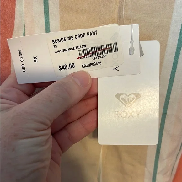 Roxy Orange and White Striped summer Crop Pants wide leg size xs - Picture 2 of 8